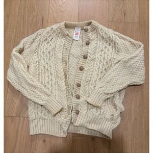 VTG ST Michael Mens Size 40 100% Pure British Wool Cableknit Cardigan Sweater